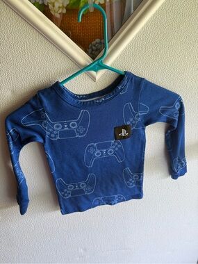 Sony Blue Kids Pajama Top with Game Controller Print